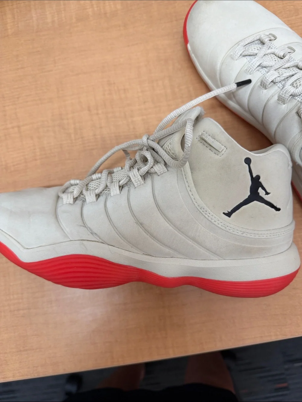 Jordan Men’s White Athletic Shoes with Red Interior